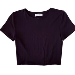 Aritzia Babaton Black Short Sleeve Cropped Top Small
